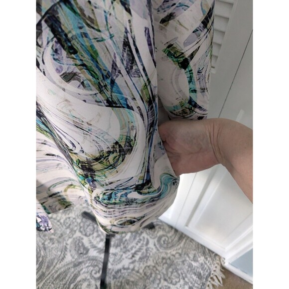 LIOR Paris Vanya Swing Jacket Women XL Cream Purple Swirl Art to Wear Lagenlook - Picture 7 of 14